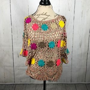 Floral Crochet Top Cover-up Boho Hippie